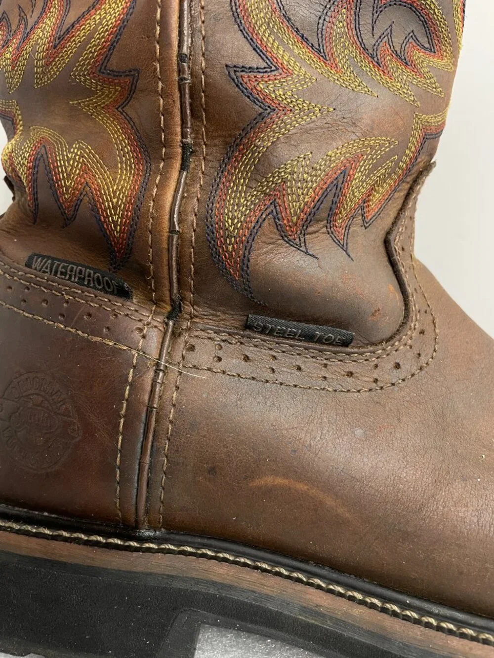 Justin Driller Leather Steel Toe Waterproof Work Western Boots Men's 11.5 D